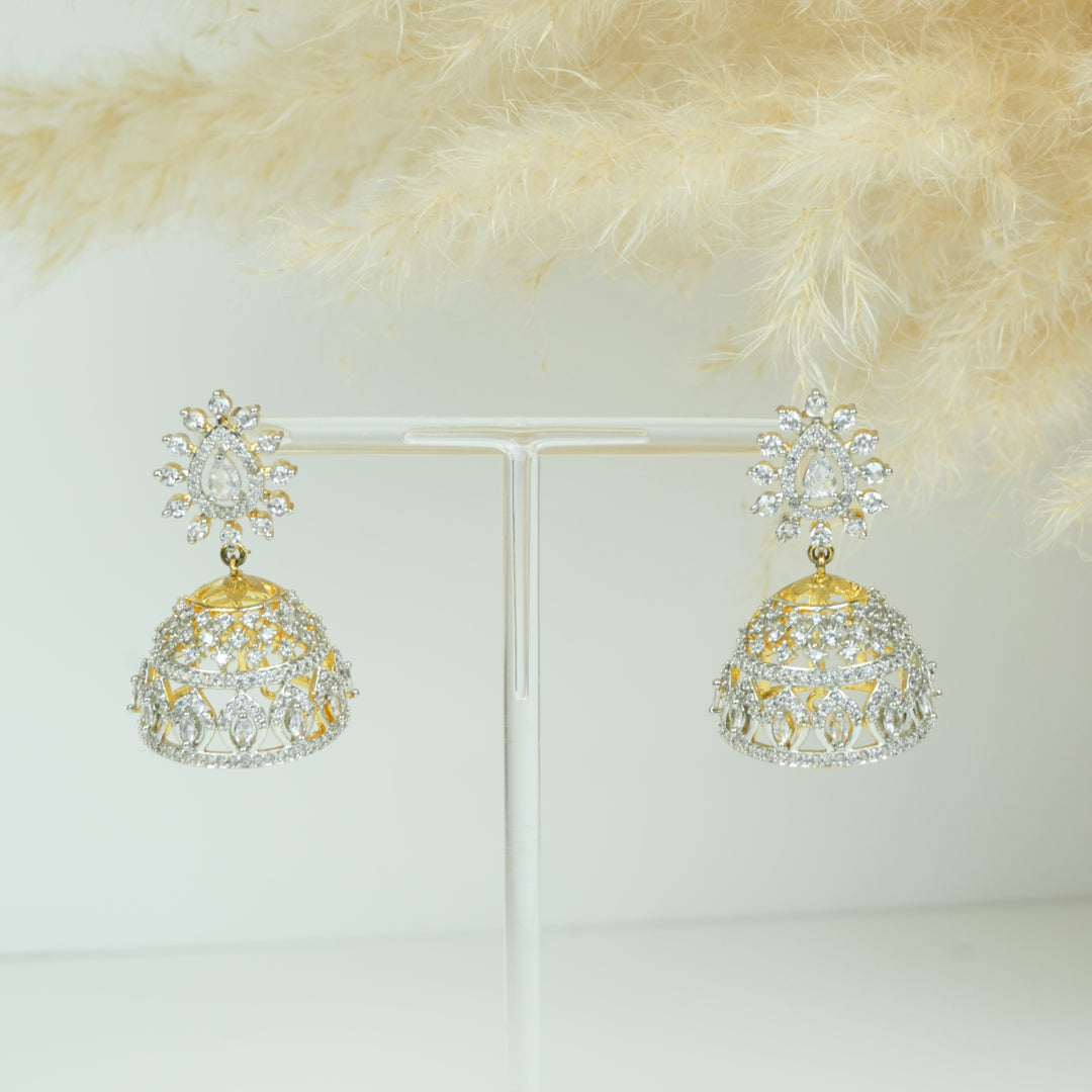 Crystal Bloom Jhumka Earrings