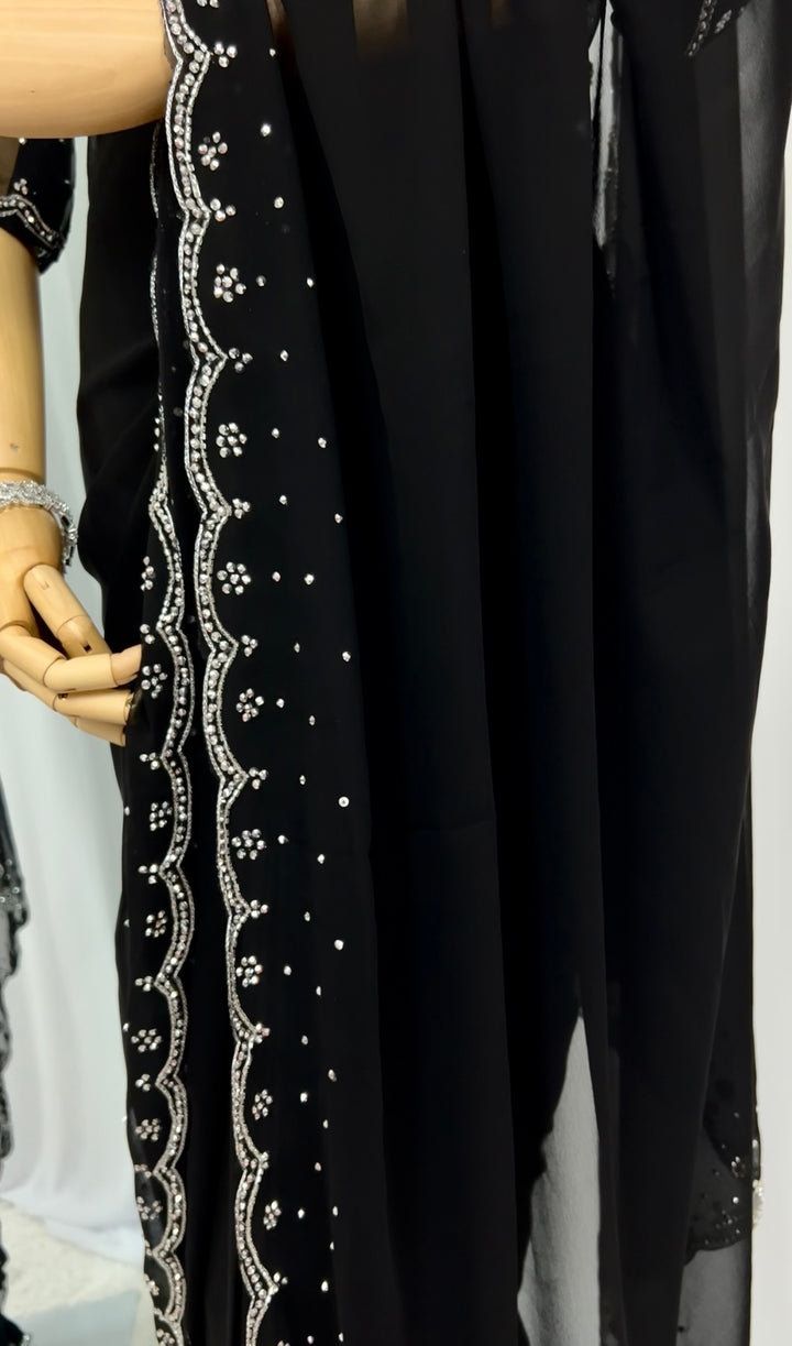 Black Georgette Saree with Readymade Blouse