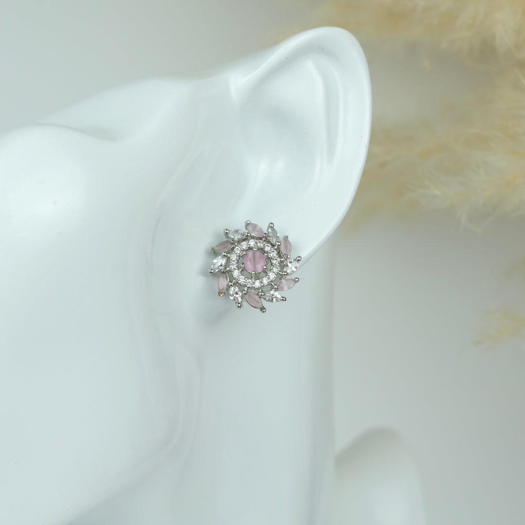 Radiant Stone Cluster Stud Earrings