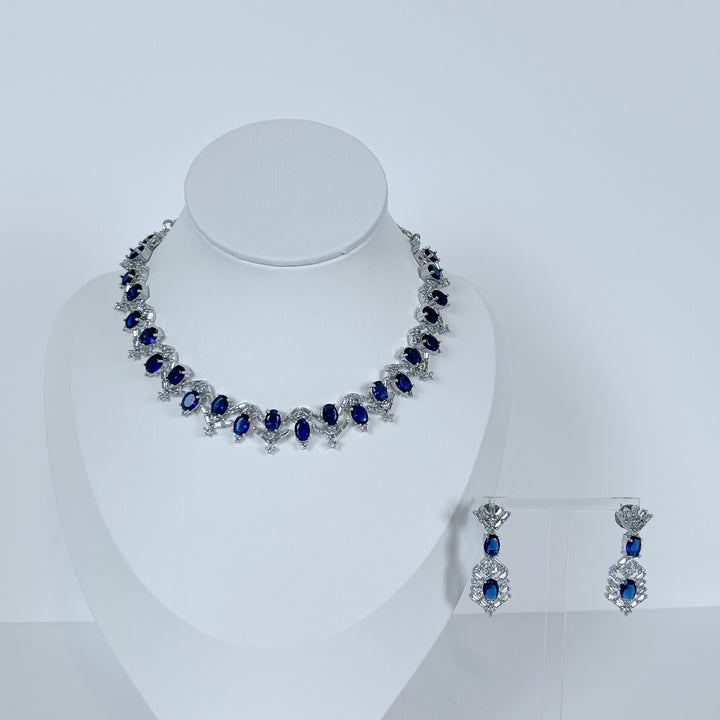 Blue Stone AD Necklace Set