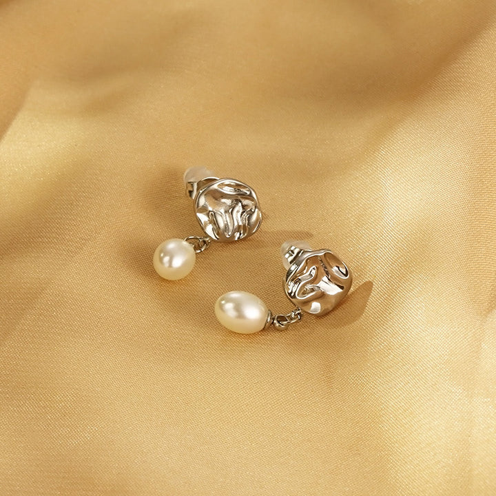 Pearl Drop Earrings Stainless Steel