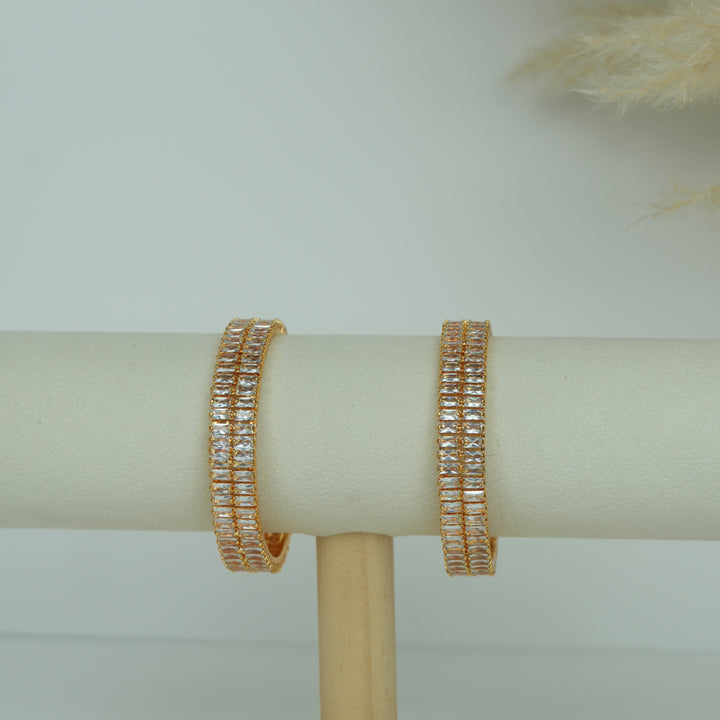 AD Stone Bangles Set – Rose Gold Finish