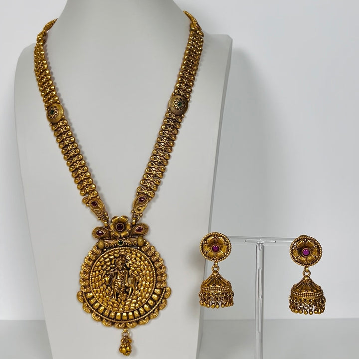 Pure Brass Temple Necklace Set