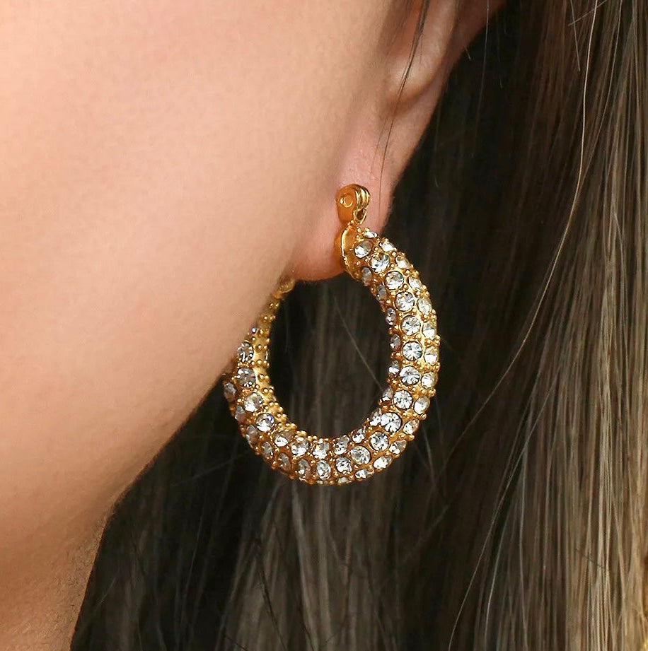 Crystal Gold Hoop Earrings