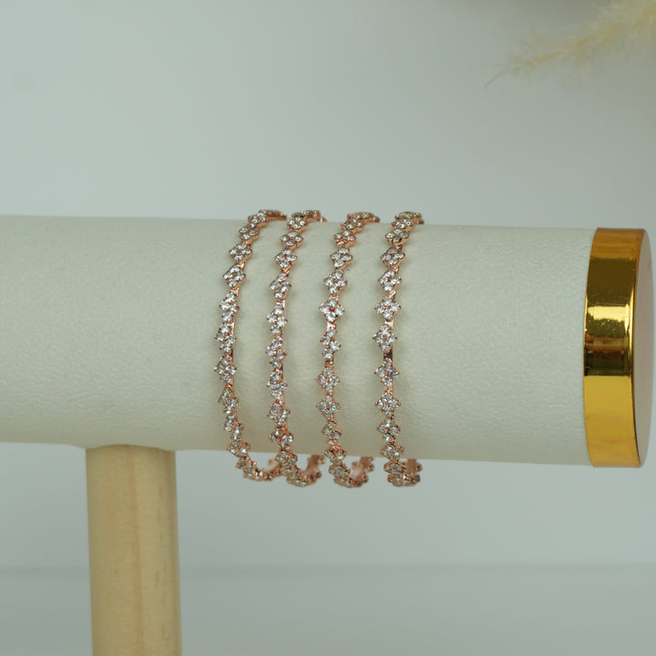 AD Stone Bangles Set – Rose Gold Finish
