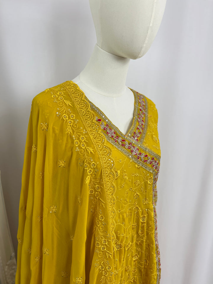Embroidered Kurtha Set – Mustard Yellow