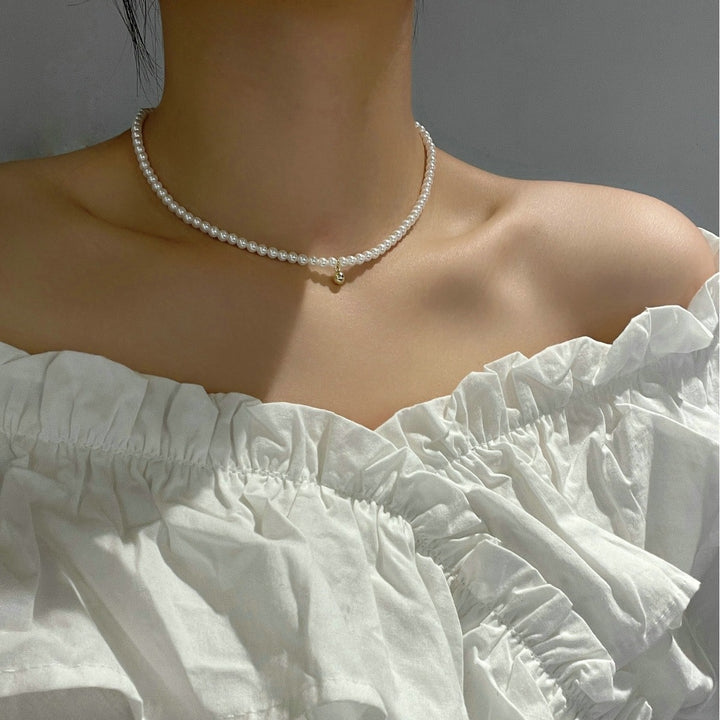 Pearl Necklace with Titanium Steel Chain &amp; Pendant