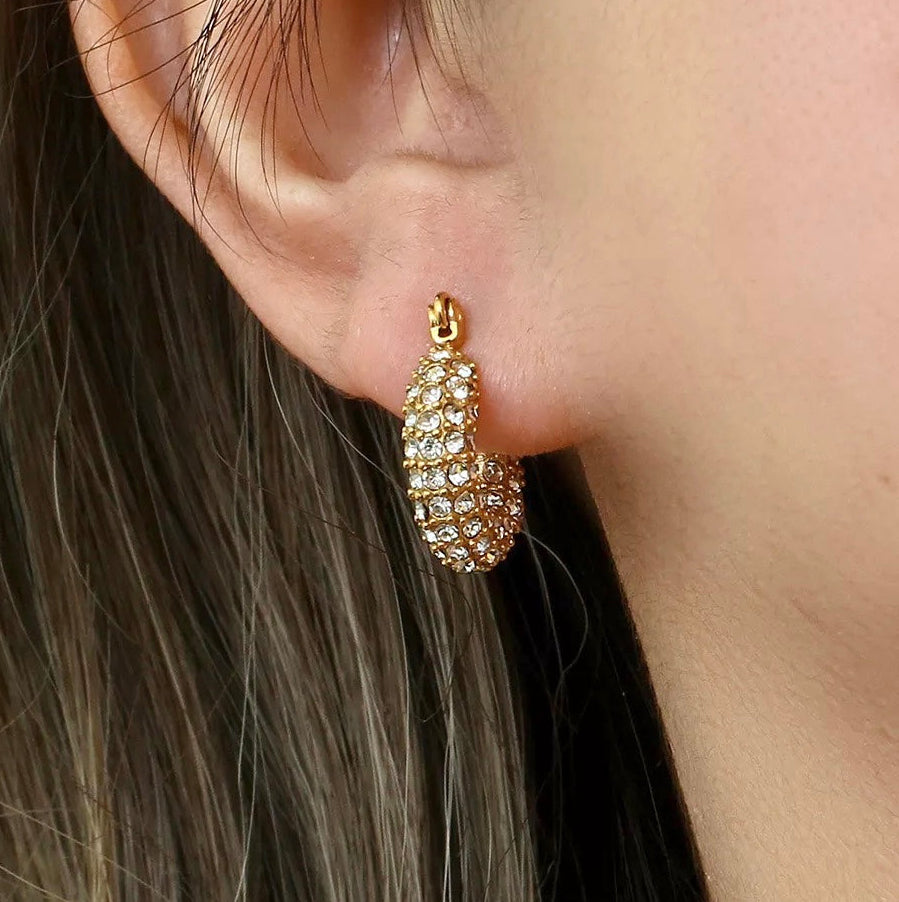 Crystal Gold Hoop Earrings