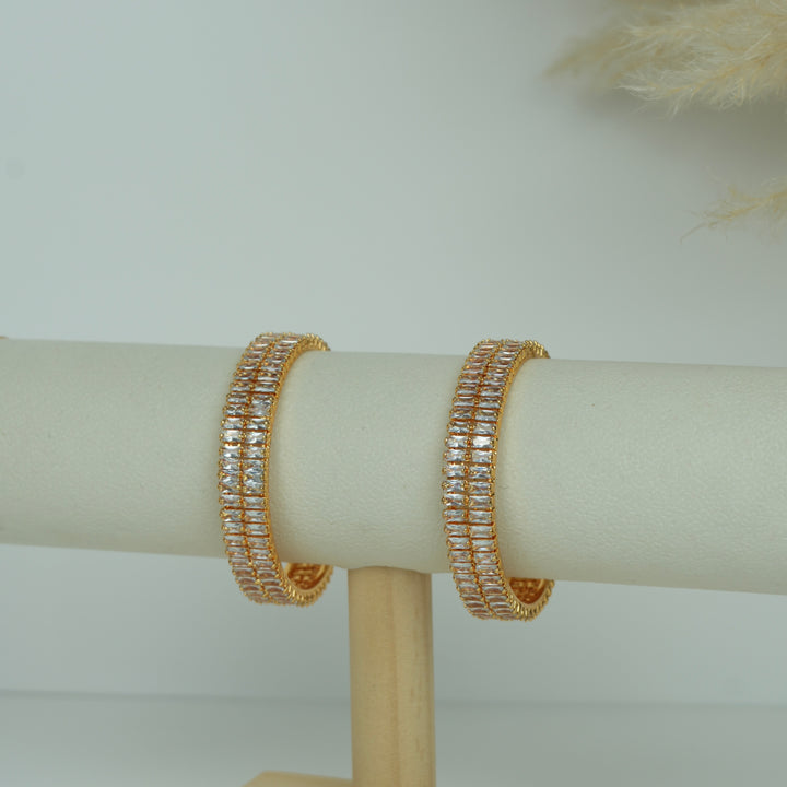 AD Stone Bangles Set – Rose Gold Finish