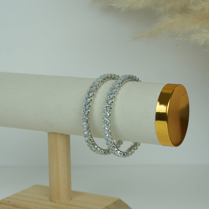 Silver Plated Stone Bangles