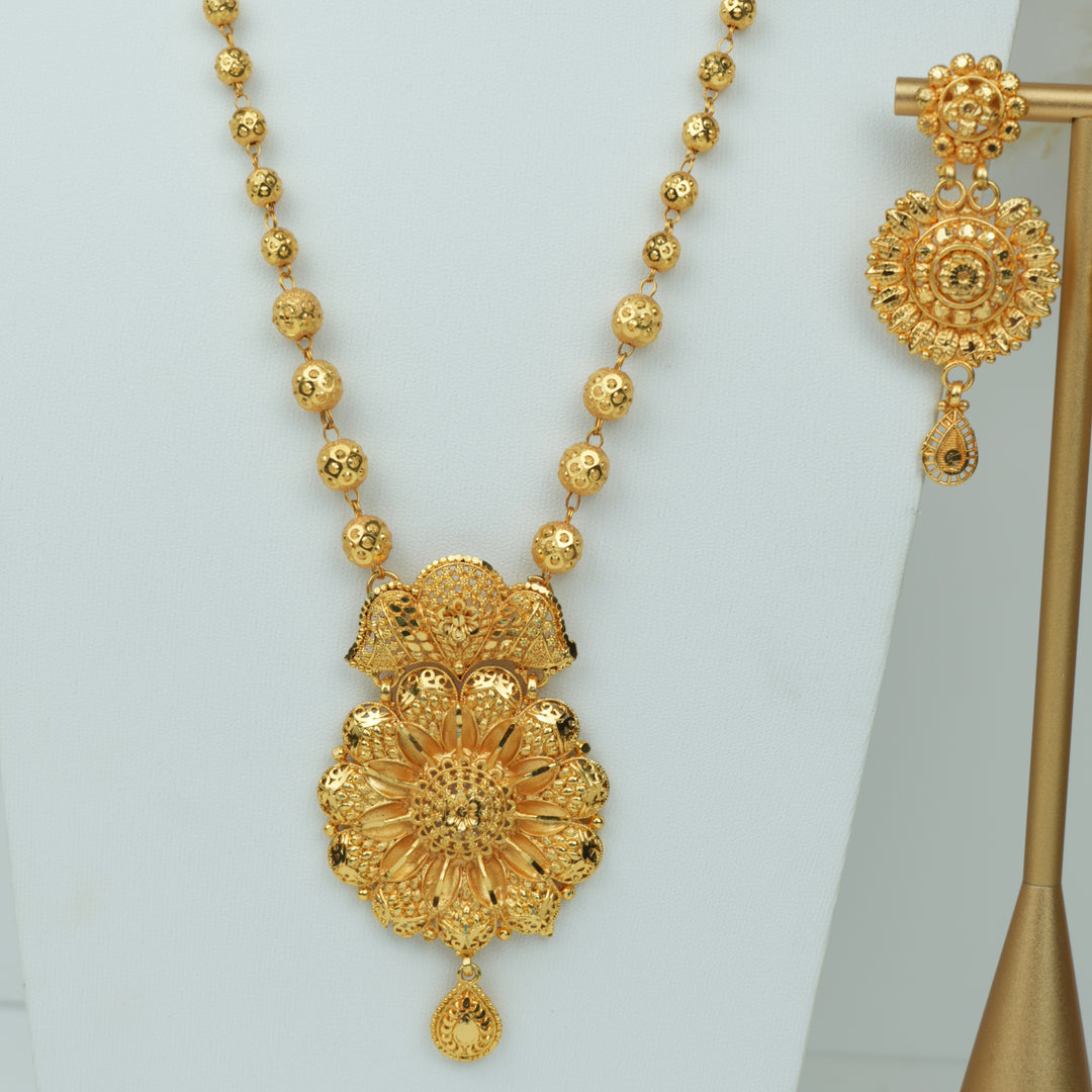 Floral Pendant Ball Beads Necklace Set