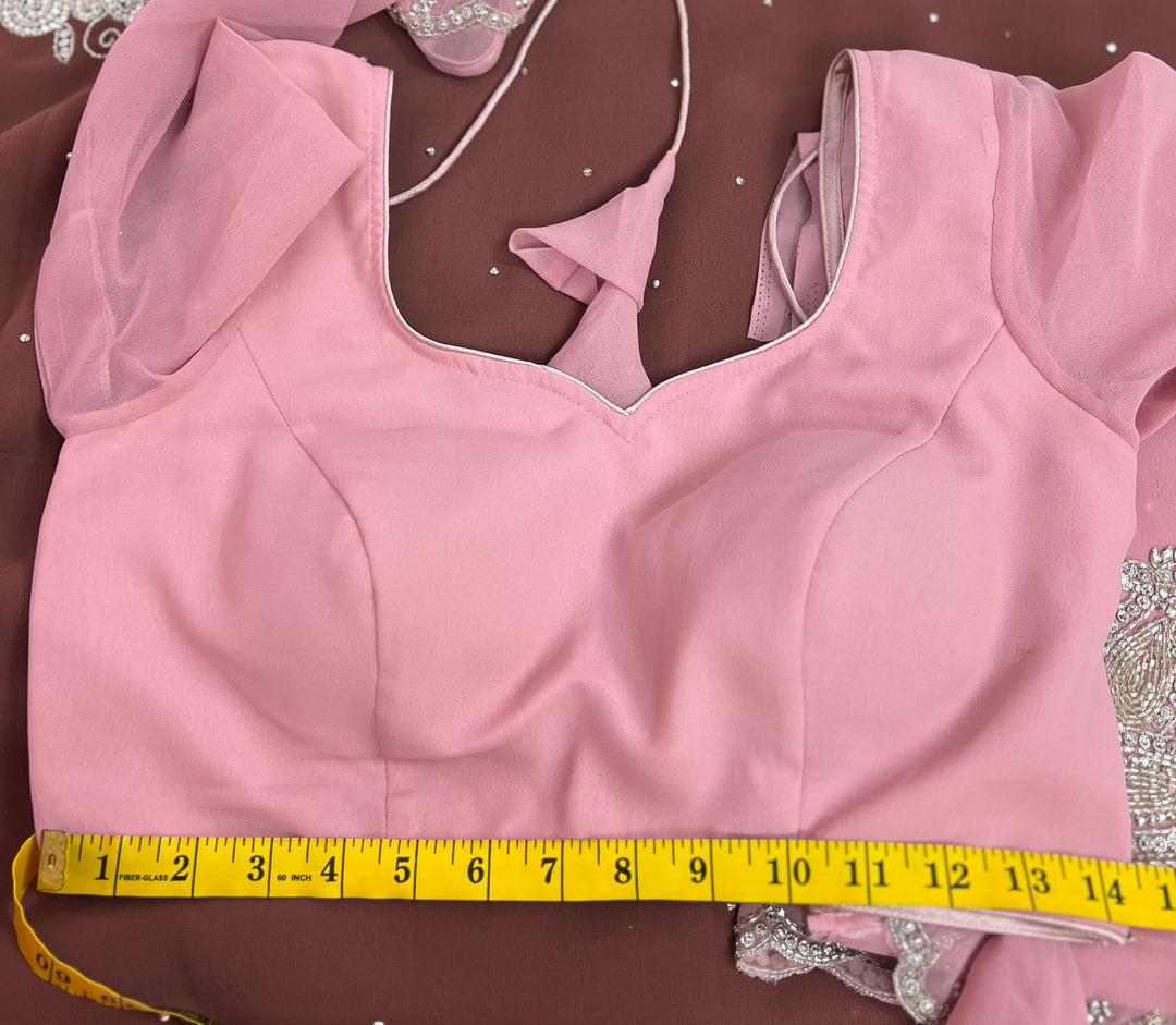 Rose Pink Georgette Saree with Readymade Blouse
