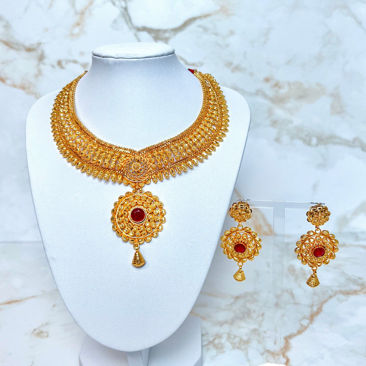 Mini Haar Red Stone Statement Set