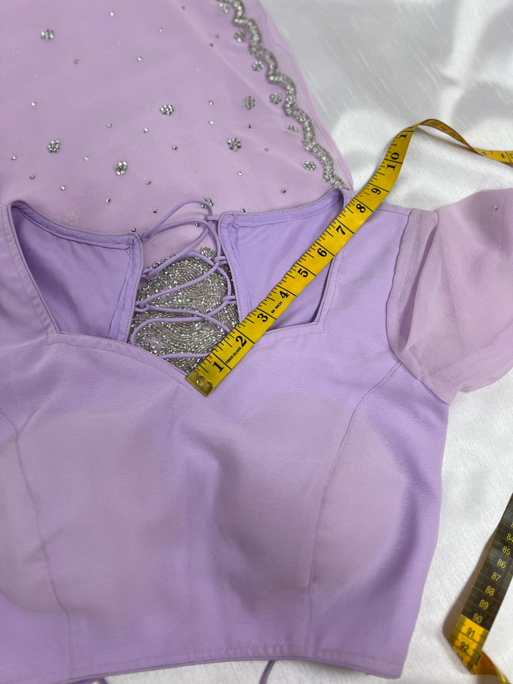 Lavender Georgette Saree with Readymade Blouse