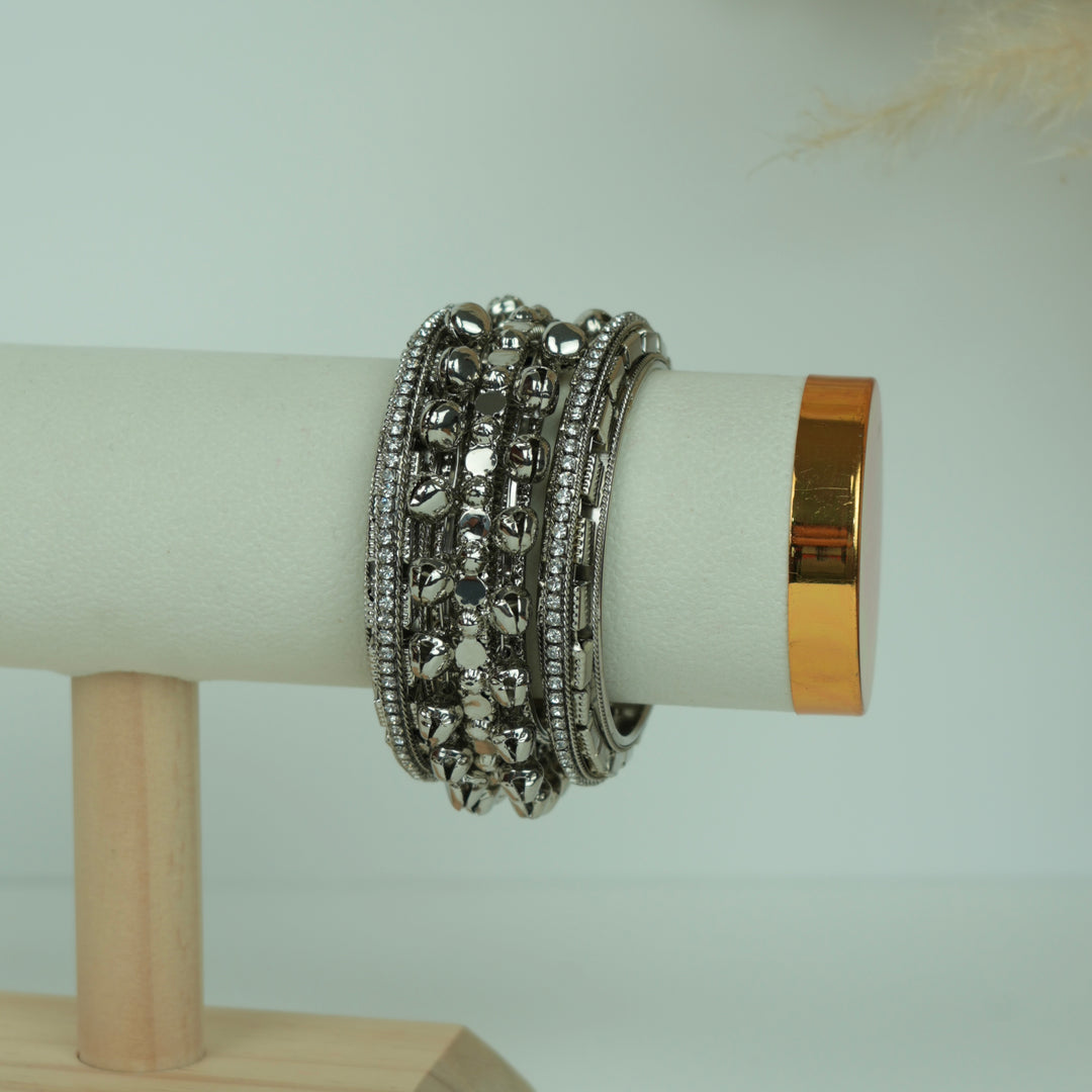 Oxidised Stone Ghungroo Bangles
