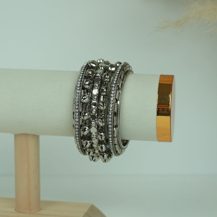 Oxidised Stone Ghungroo Bangles