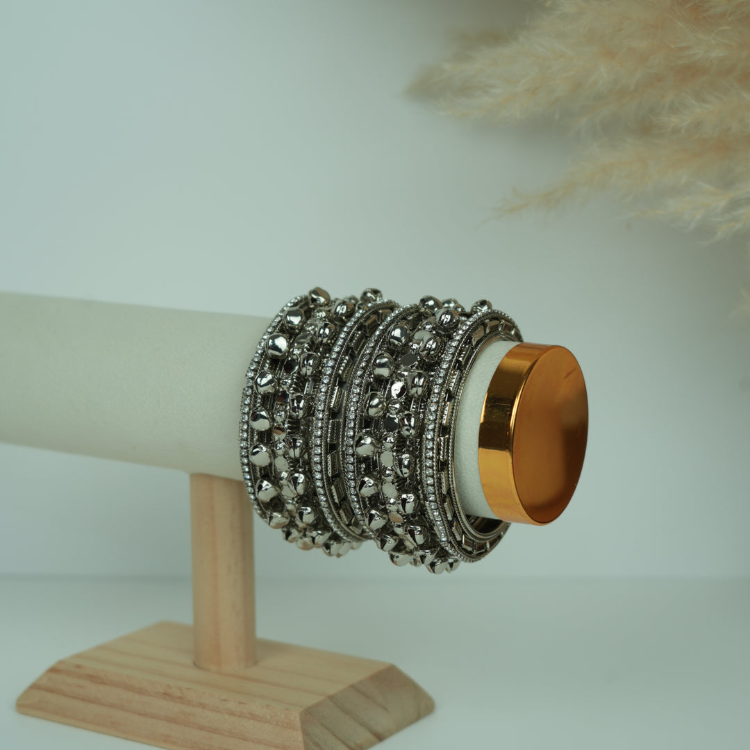 Oxidised Stone Ghungroo Bangles