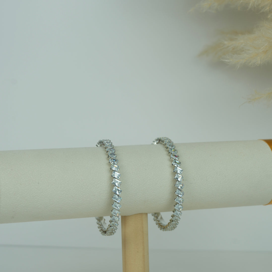 Silver Plated Stone Bangles