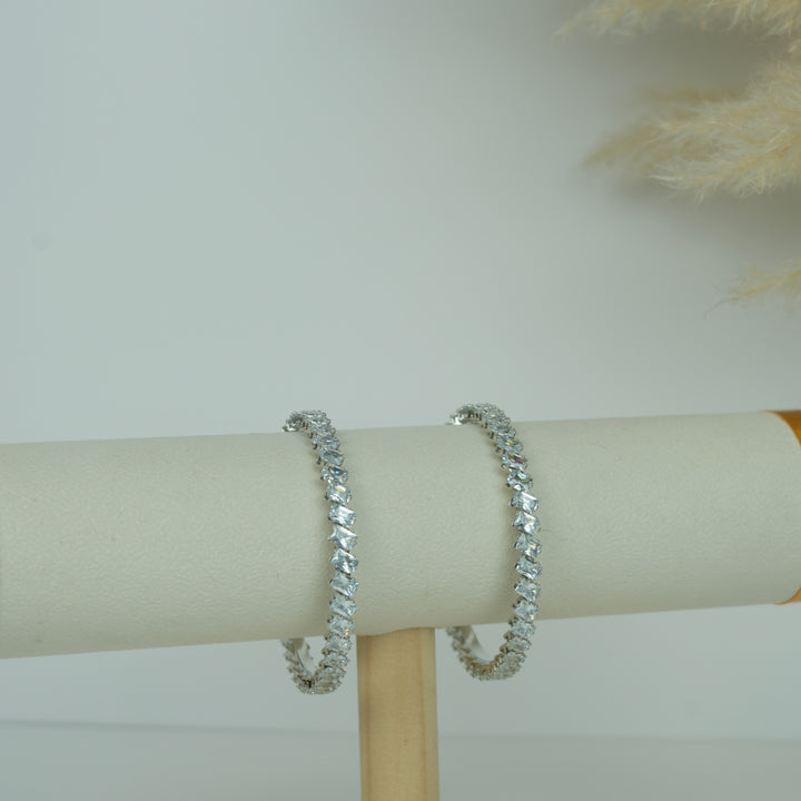Silver Plated Stone Bangles