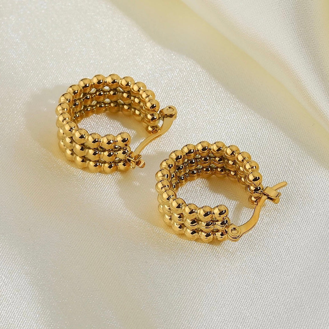 Beaded Gold Hoop Earrings