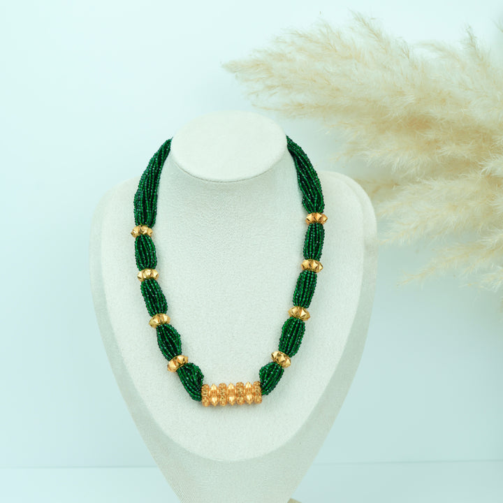 Green Hydropote Tilhari Beads Mini Necklace