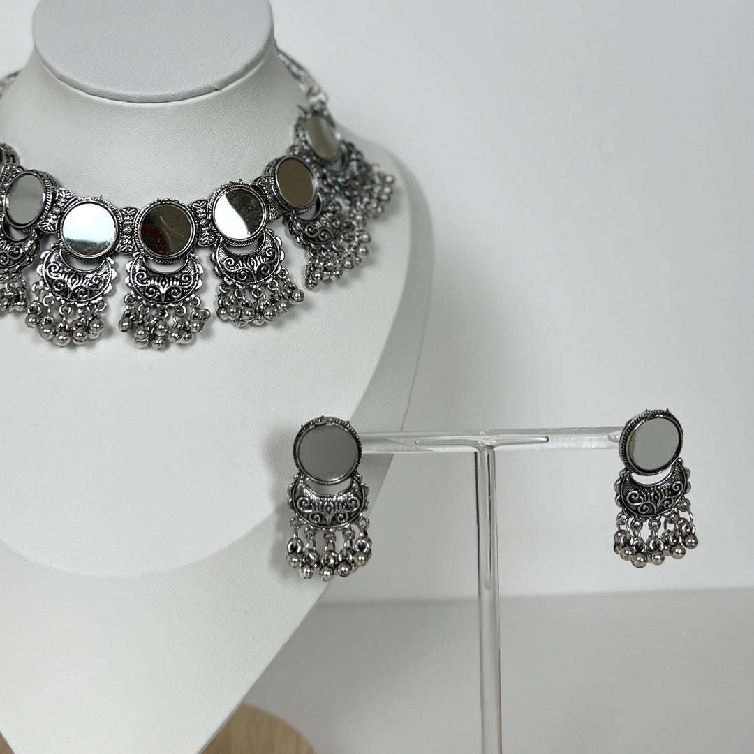 Oxidised Statement Necklace Set