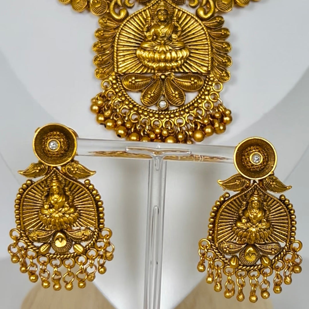 Pure Brass Lakshmi Temple Necklace Set