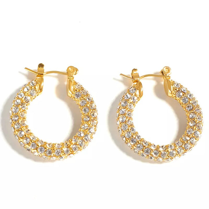 Crystal Gold Hoop Earrings