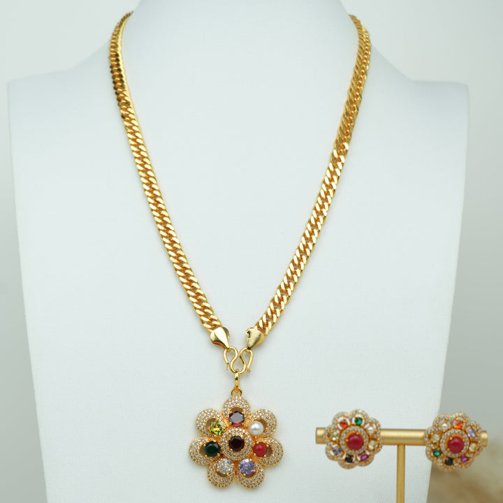 Navaratna Pendant Necklace Set