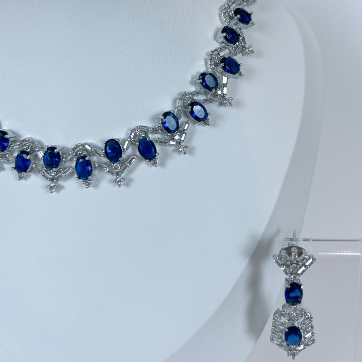 Blue Stone AD Necklace Set