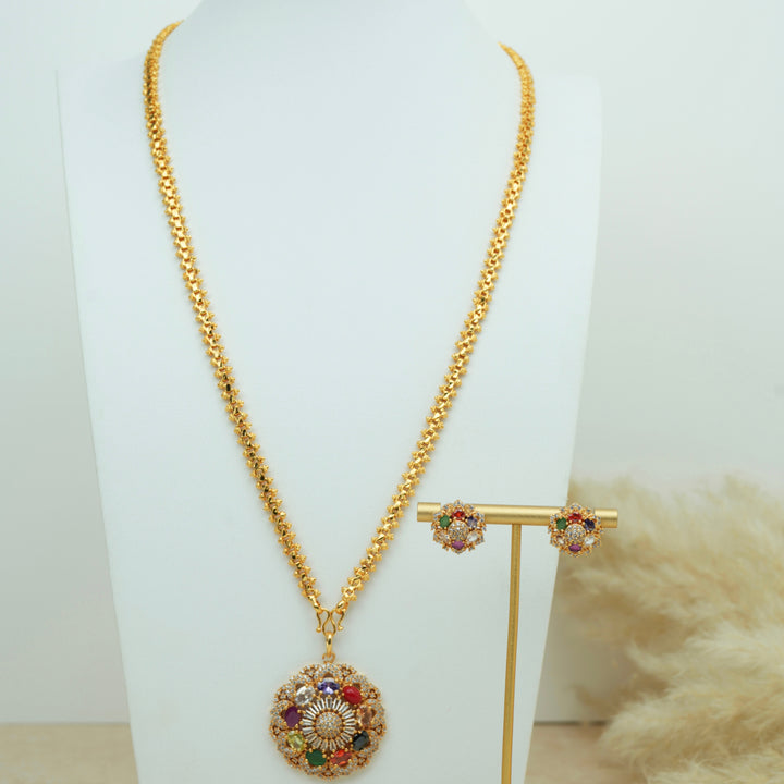 Navaratna Pendant Necklace Set
