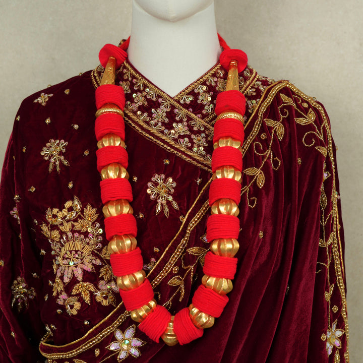 Handmade Kantha Mala – Red Makhamal