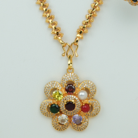 Navaratna Pendant Necklace Set