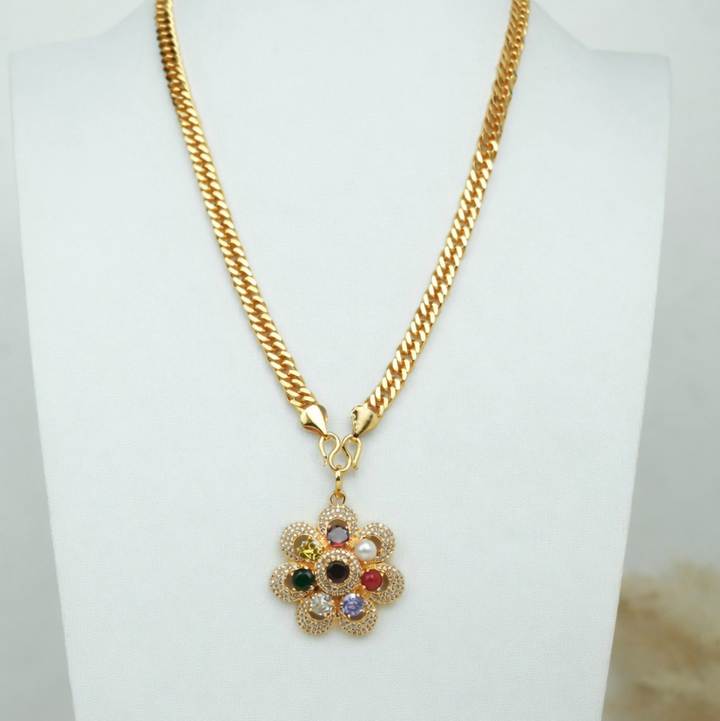 Navaratna Pendant Necklace Set