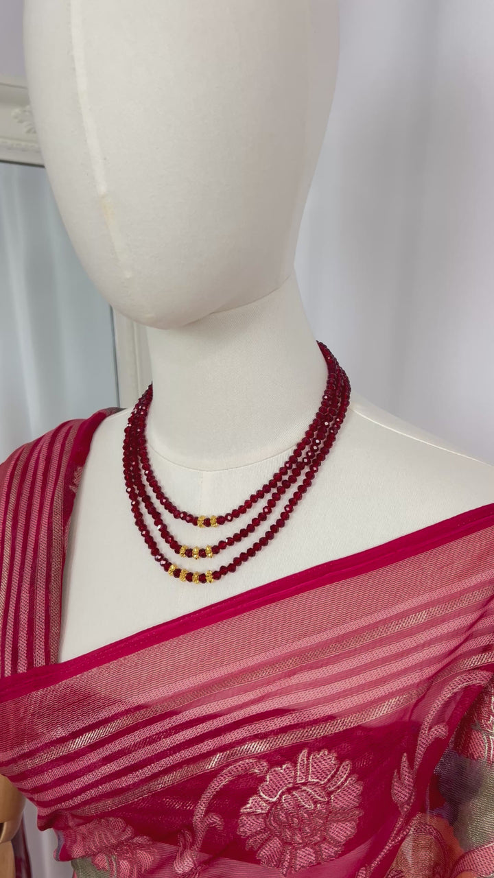 Maroon Crystal Bead Necklace