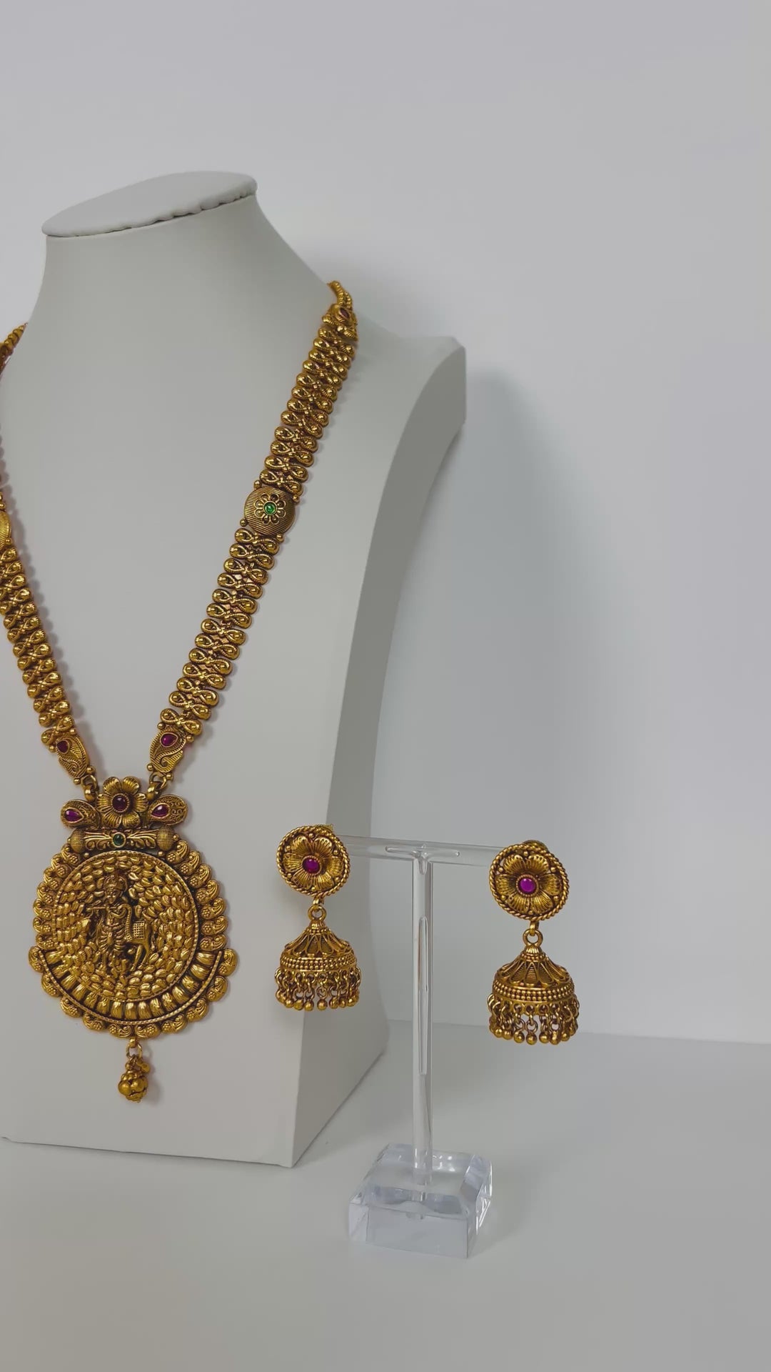 Pure Brass Temple Necklace Set