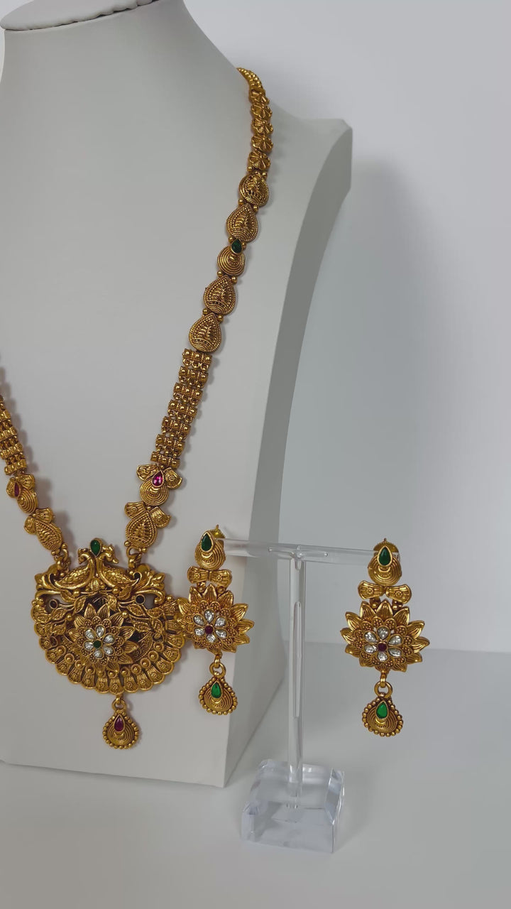 Pure Brass Temple Necklace Set